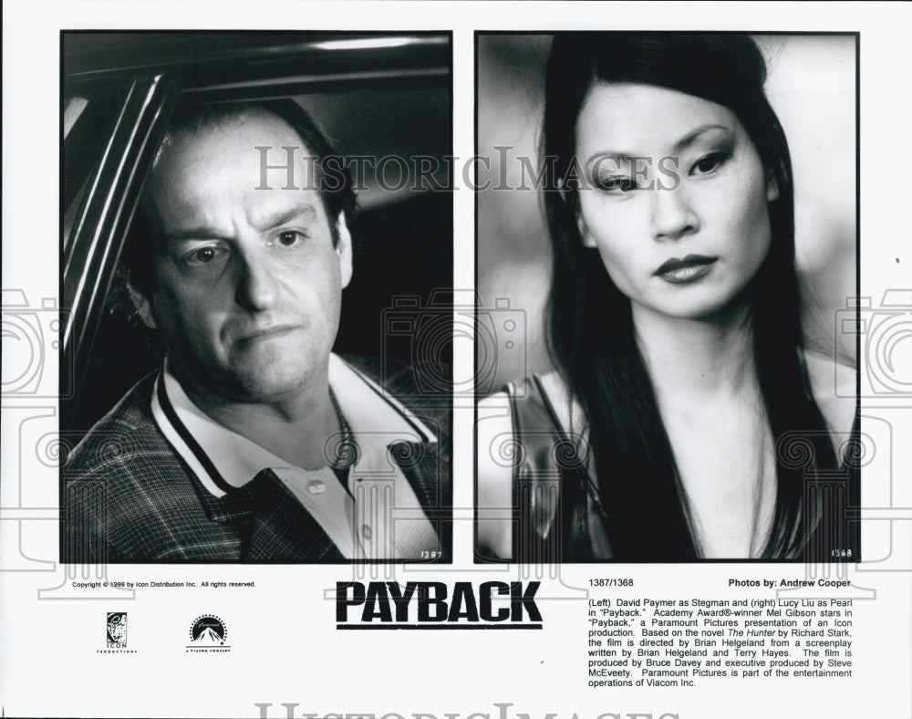 1999 Press Photo Actor David Paymer, Lucy Liu in "Payback" Film - Historic Images