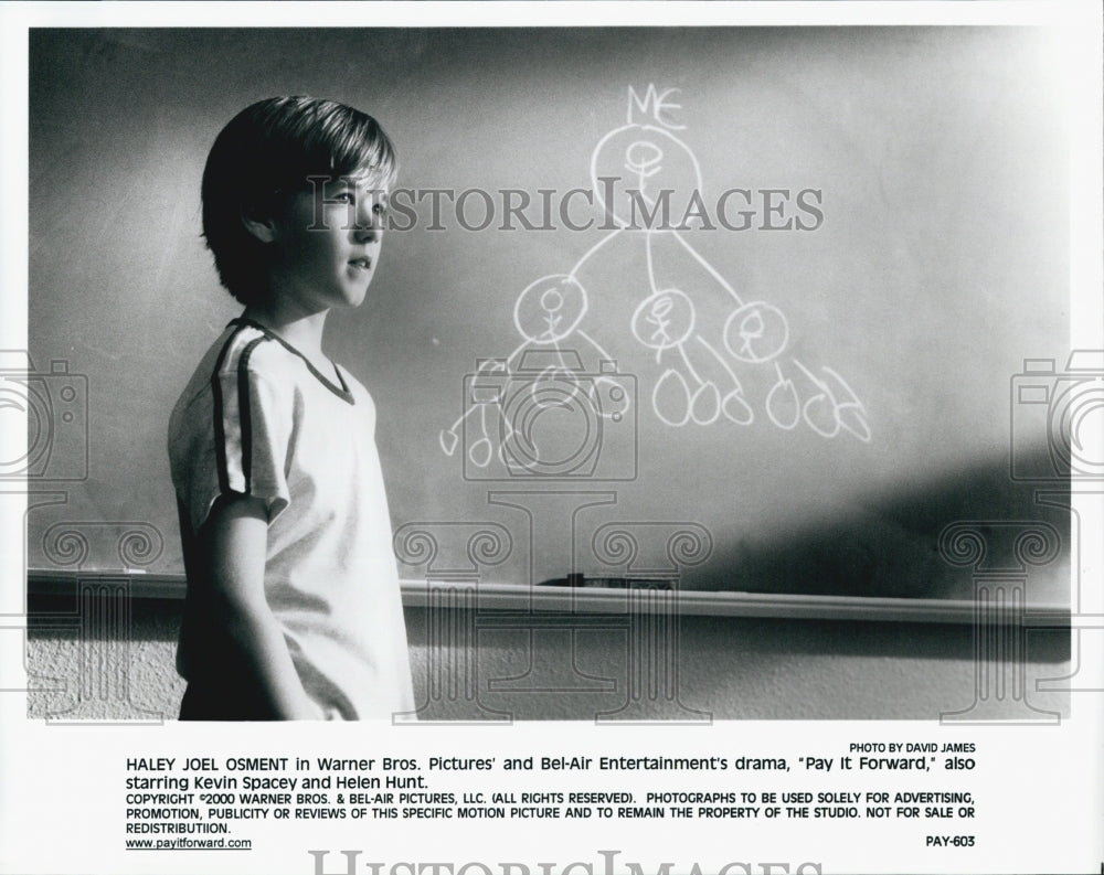 2000 Press Photo Actor Haley Joel Osment in "Pay It Forward" Film - Historic Images