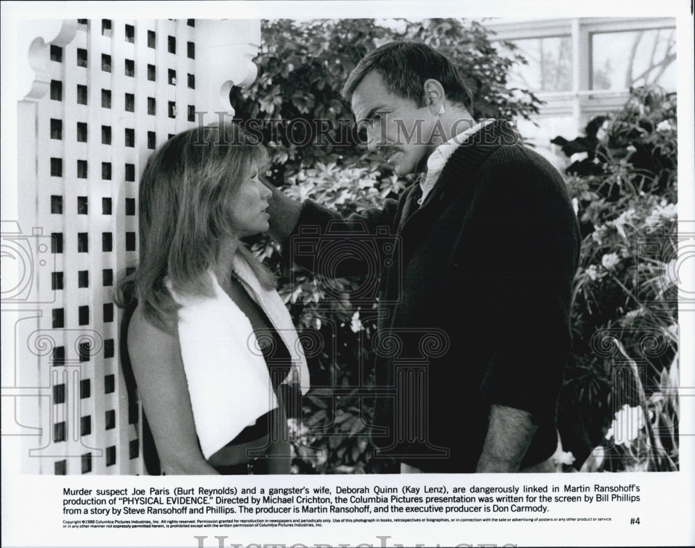 1988 Press Photo Burt Reynolds, Kay Lenz &quot;Physical Evidence&quot; - Historic Images