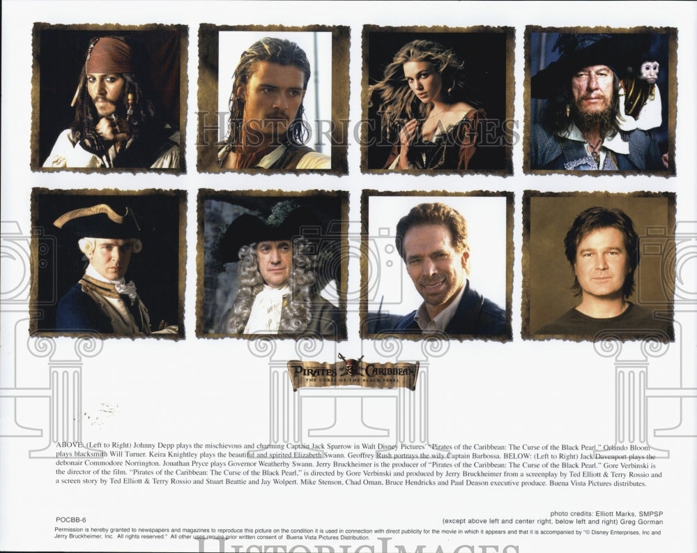 2003 Press Photo Cast Pirates of the Caribbean: The Curse of the Black Pearl&quot; - Historic Images