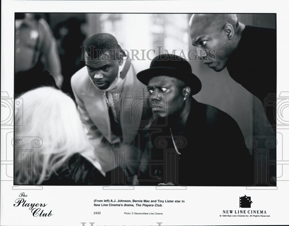 1998 Press Photo Actors A.J. Johnson, Bernie Mac, Tiny Lister "The Players Club" - Historic Images