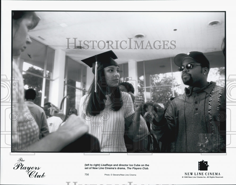 1998 Press Photo Actor LisaRaye And Director Ice Cube In "The Players Club" - Historic Images