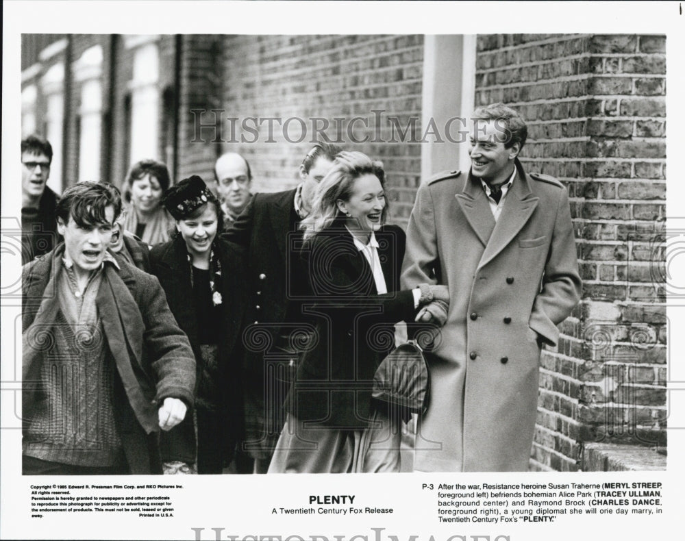 1985 Press Photo "Plenty" Meryl Streep,Tracey Ullman,Charles Dance - Historic Images