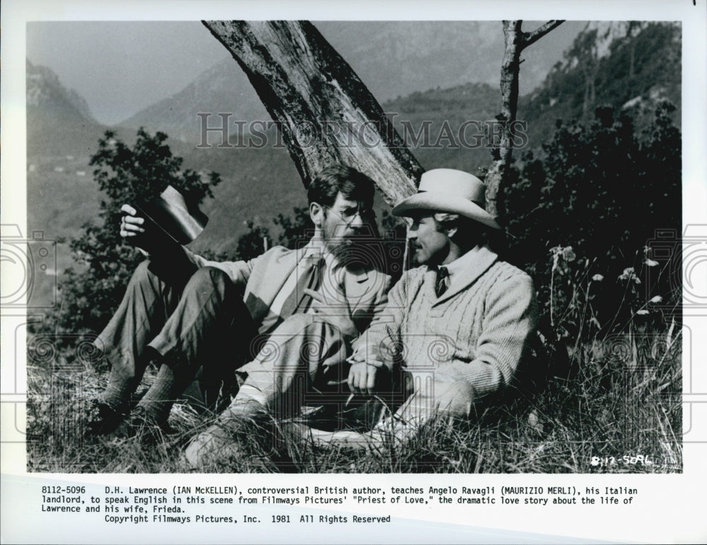 1981 Press Photo Actors Ian McKellen And Maurizio Merlin In &quot;Priest Of Love&quot; - Historic Images