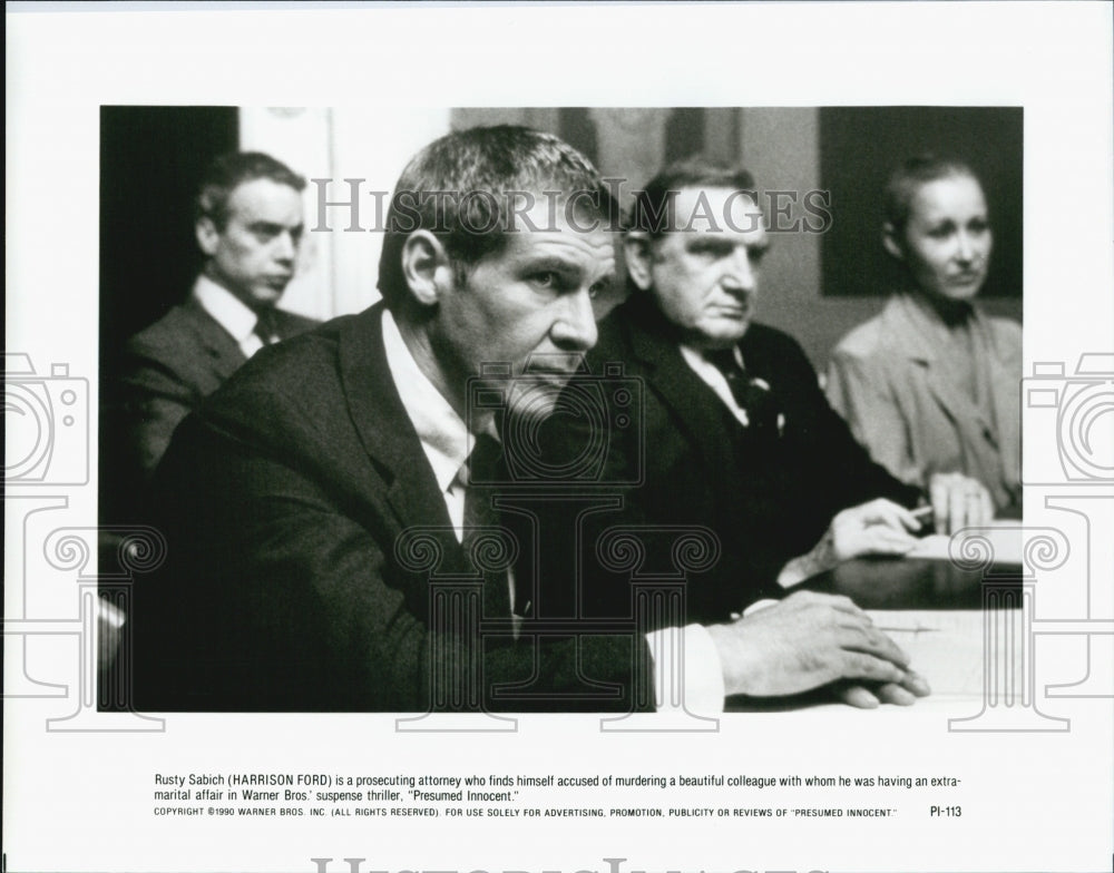1990 Press Photo Actor Harrison Ford In Suspense Film "Presumed Innocent" - Historic Images