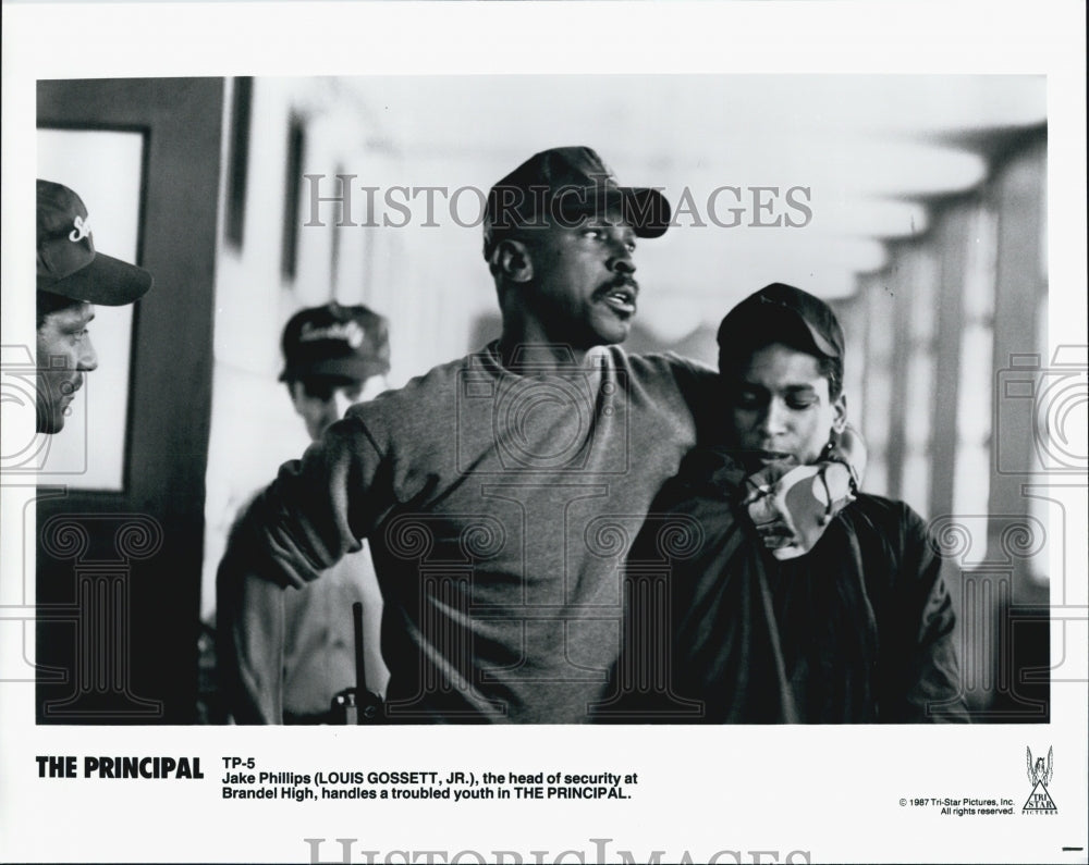 1987 Press Photo Louis Gossett, Jr.  And Troubled Youth In &quot;The Principal&quot; - Historic Images