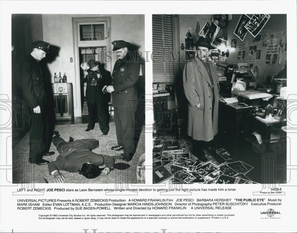 1992 Press Photo Actor Joe Pesci Starring In Film "The Public Eye" - Historic Images