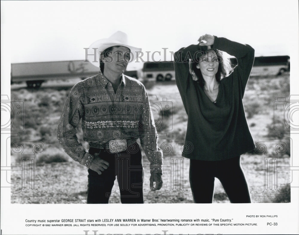 1992 Singer George Strait, Lesley Ann Warren in &quot;Pure Country&quot; Film-Historic Images