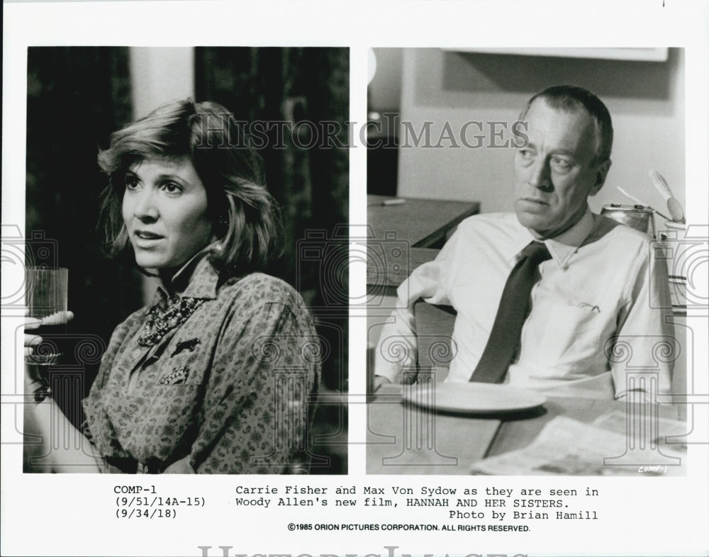 1985 &quot;Hannah and Her Sisters&quot;  Carrie Fisher &amp; Max Von Sydow-Historic Images