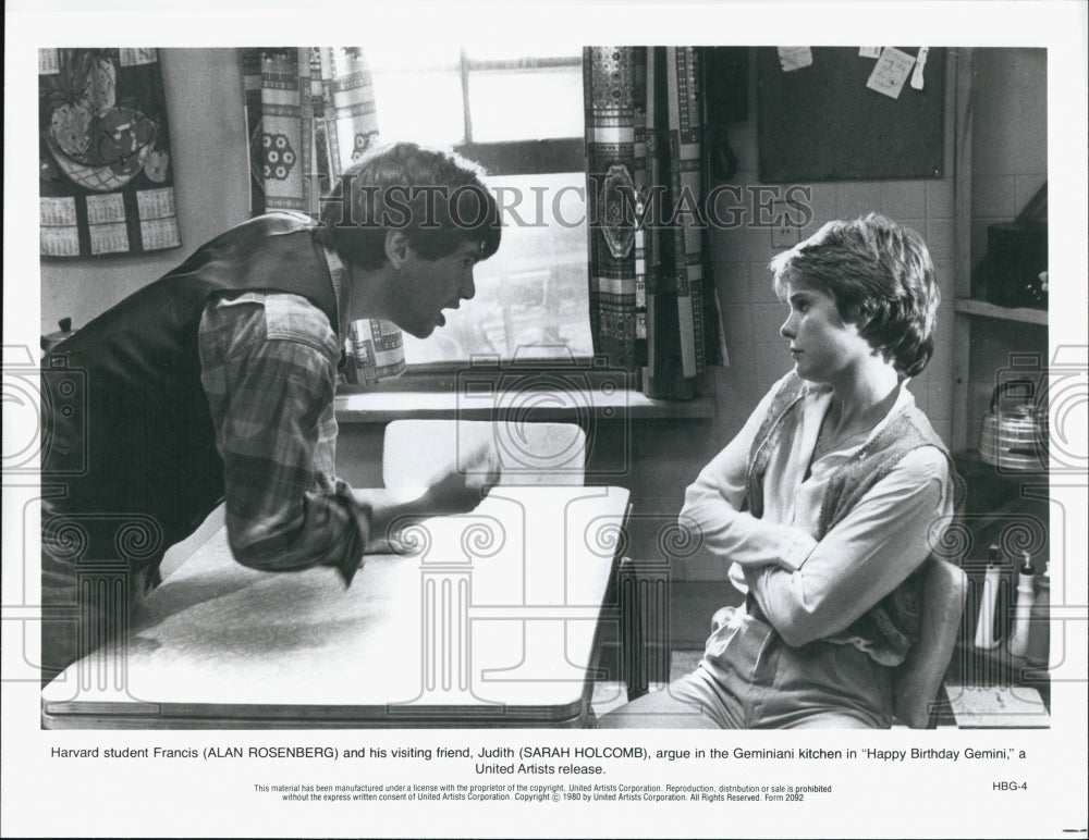 1980 Press Photo Actor Alan Rosenberg, Sarah Holcomb &quot;Happy Birthday Gemini&quot; - Historic Images