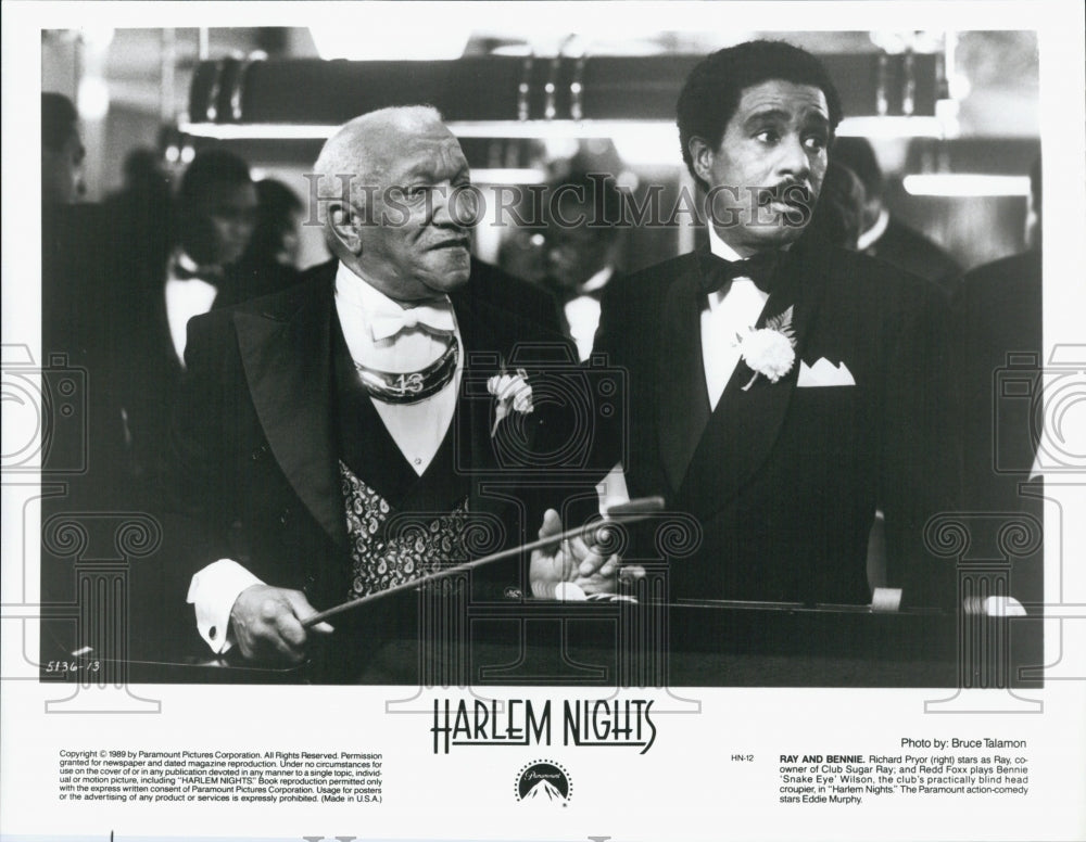 1989 Press Photo Actor Redd Foxx, Richard Pryor in "Harlem Nights" Film - Historic Images