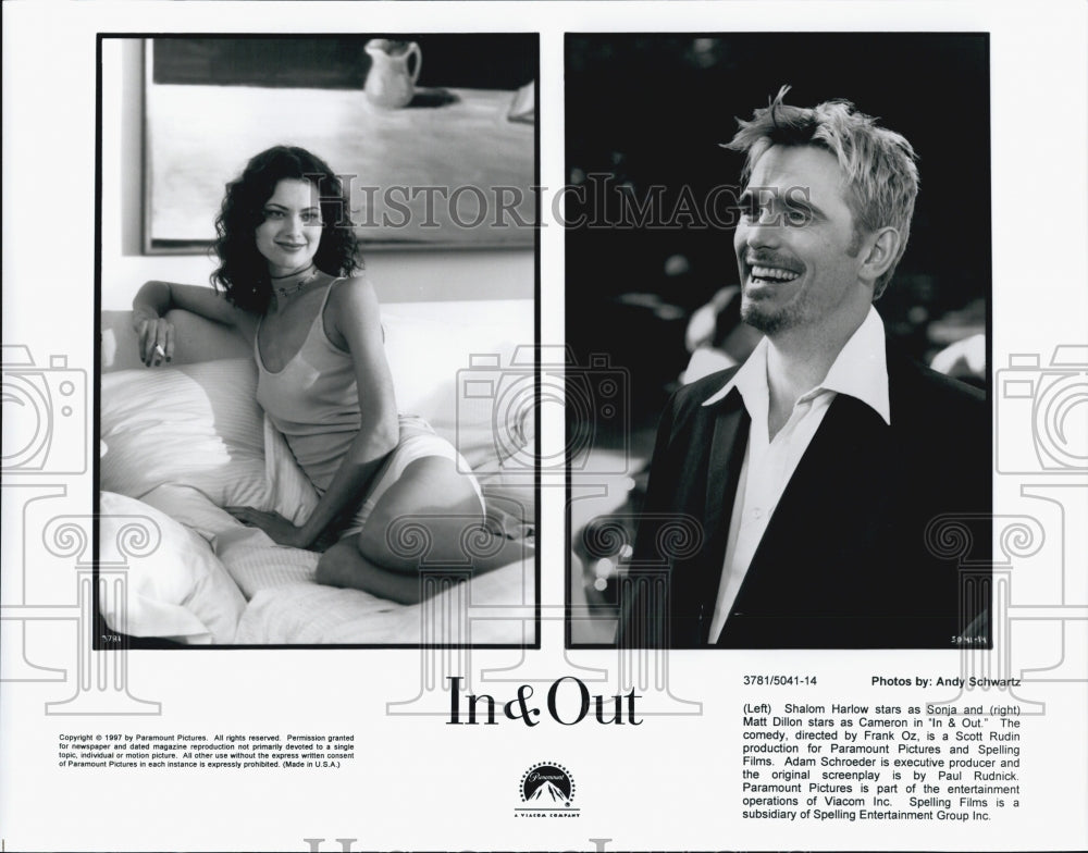 1997 Press Photo Shalom Harlow, Matt Dillon &quot;In &amp; Out&quot; - Historic Images