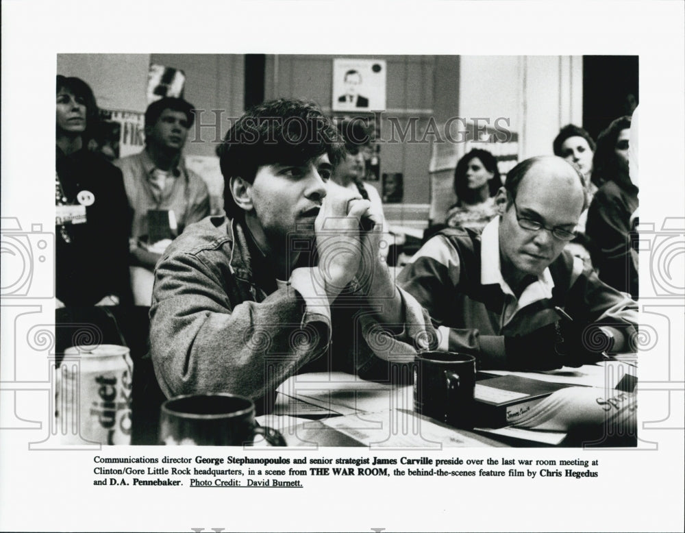 1993 Press Photo &quot;The War Room&quot; George Stephanopoulos &amp; James Carville - Historic Images