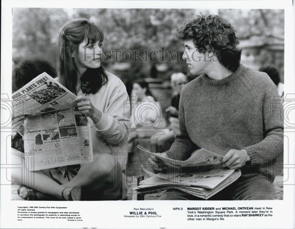 1980 Press Photo Michael Ontkean, Margot Kidder &quot;Willie &amp; Phil&quot; - Historic Images