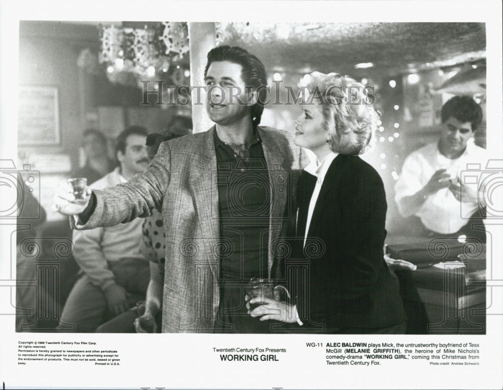 1988 Press Photo Alec Baldwin, Melanie Griffith &quot;Working Girl&quot; - Historic Images