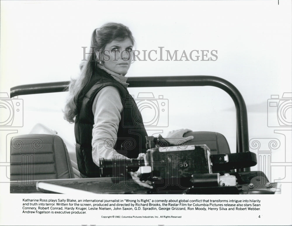 1982 Press Photo Actress Katharine Ross Stars In Thriller Film "Wrong Is Right" - Historic Images