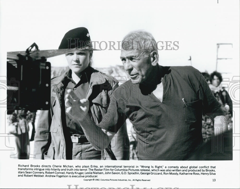 1982 Press Photo "Wrong is Right" Richard Brooks directs Cherie Michan - Historic Images