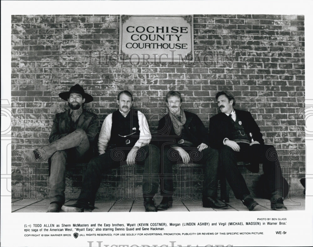 1994 Press Photo "Wyatt Earp" Todd Allen, Kevin Costner, Linden Ashby, M Madsen - Historic Images