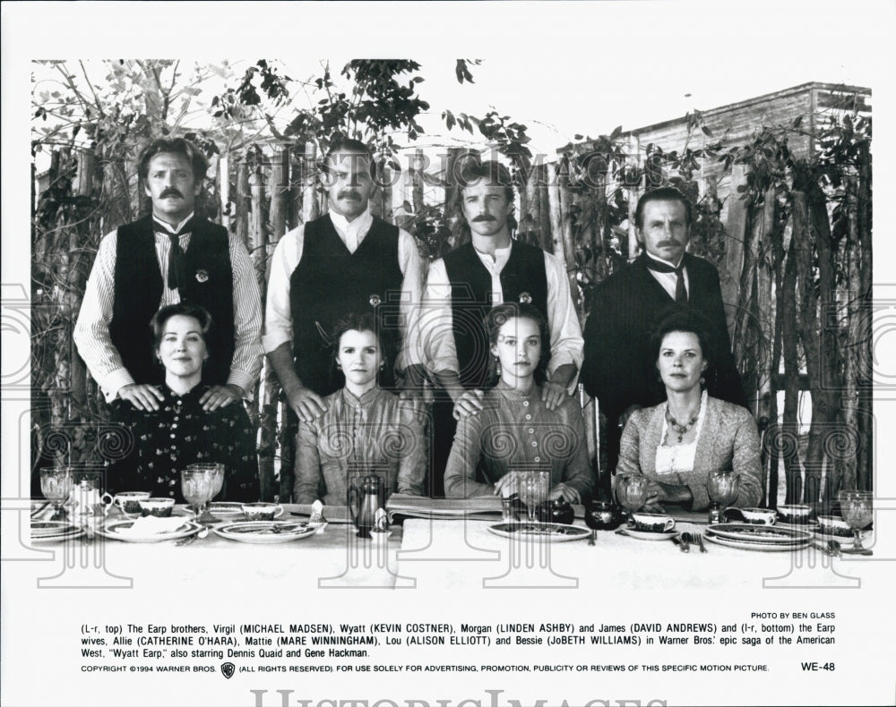 1994 Press Photo Michael Madsen, Linden Ashby, David Andrews in "Wyatt Earp" - Historic Images