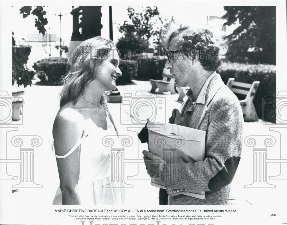 1980 Press Photo Marie-Christine Barrault, Woody Allen &quot;Stardust Memories&quot; - Historic Images