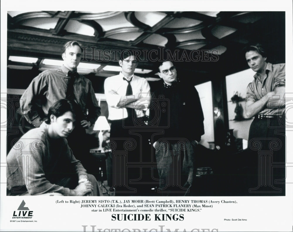 1997 Press Photo Actor Jay Mohr, Henry Thomas, Jeremy Sisto "Suicide Kings" - Historic Images
