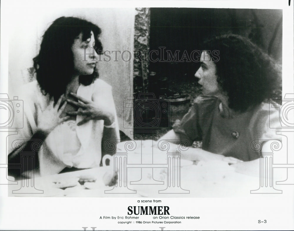 1986 Press Photo Marie Riviere, Beatrice Romand &quot;Summer&quot; - Historic Images