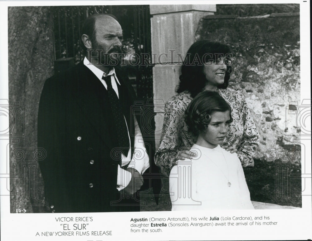 1983 Press Photo Omero Antonutti, Sonsoles Aranguren, Lolo Cardona "El Sur" - Historic Images