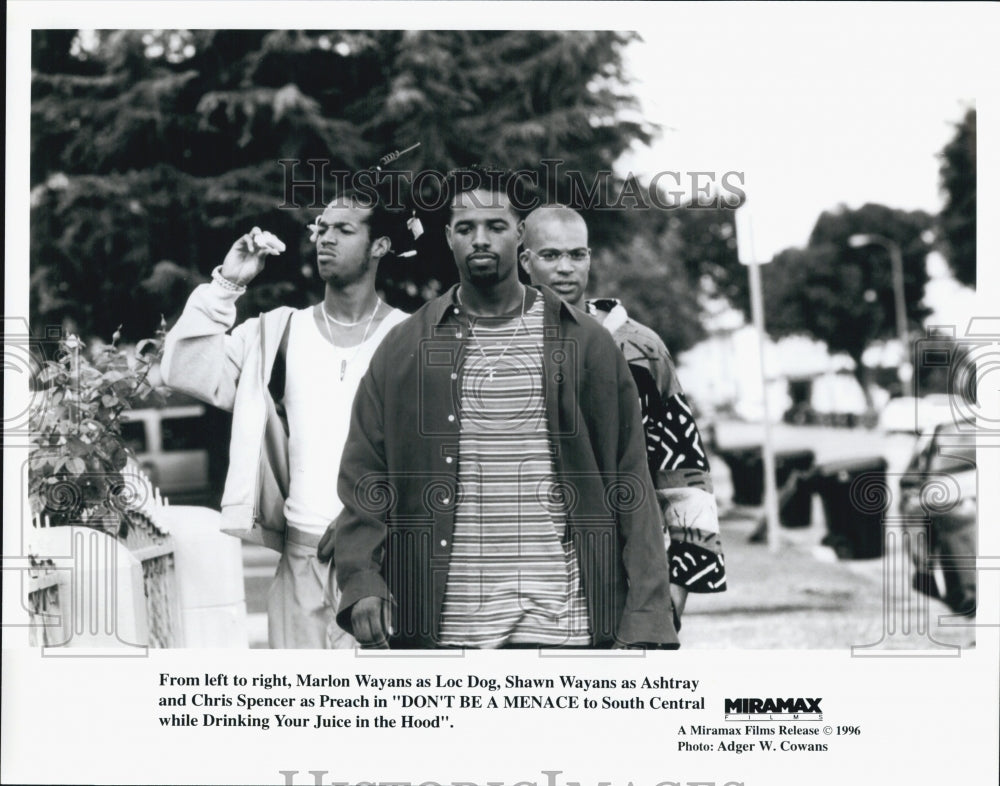 1996 Press Photo Actors Marlon Wayans, Shawn Wayans And Chris Spencer In Comedy - Historic Images