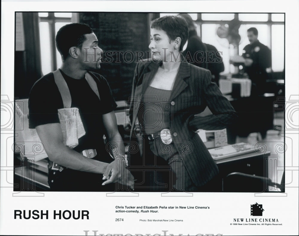 1998 Press Photo  "Rush Hour" starring Chris Tucker & Elizabeth Pena - Historic Images
