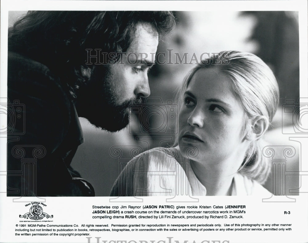 1991 Press Photo "Rush"  Jason Patric & Jennifer Jason Leigh - Historic Images