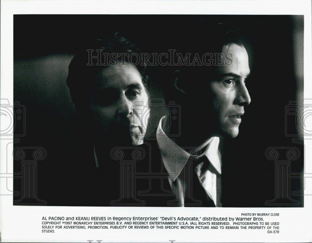 1997 Press Photo Actor Al Pacino, Keanu Reeves in "Devil's Advocate" Film - Historic Images