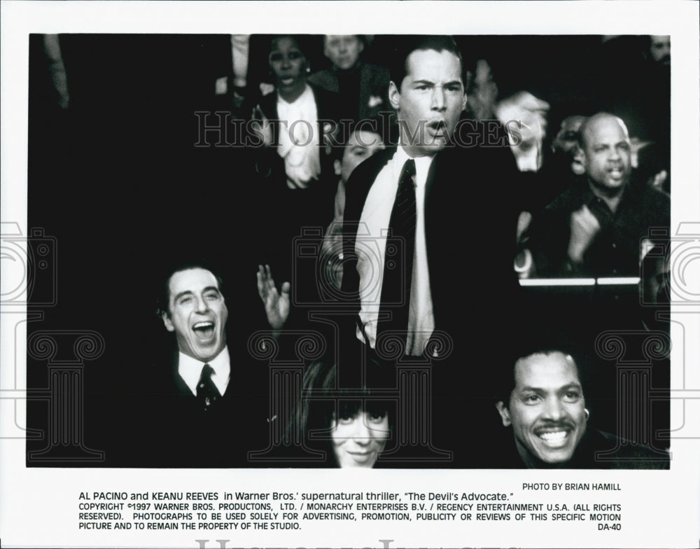 1997 Press Photo Actor Al Pacino, Keanu Reeves in "Devil's Advocate" Film - Historic Images