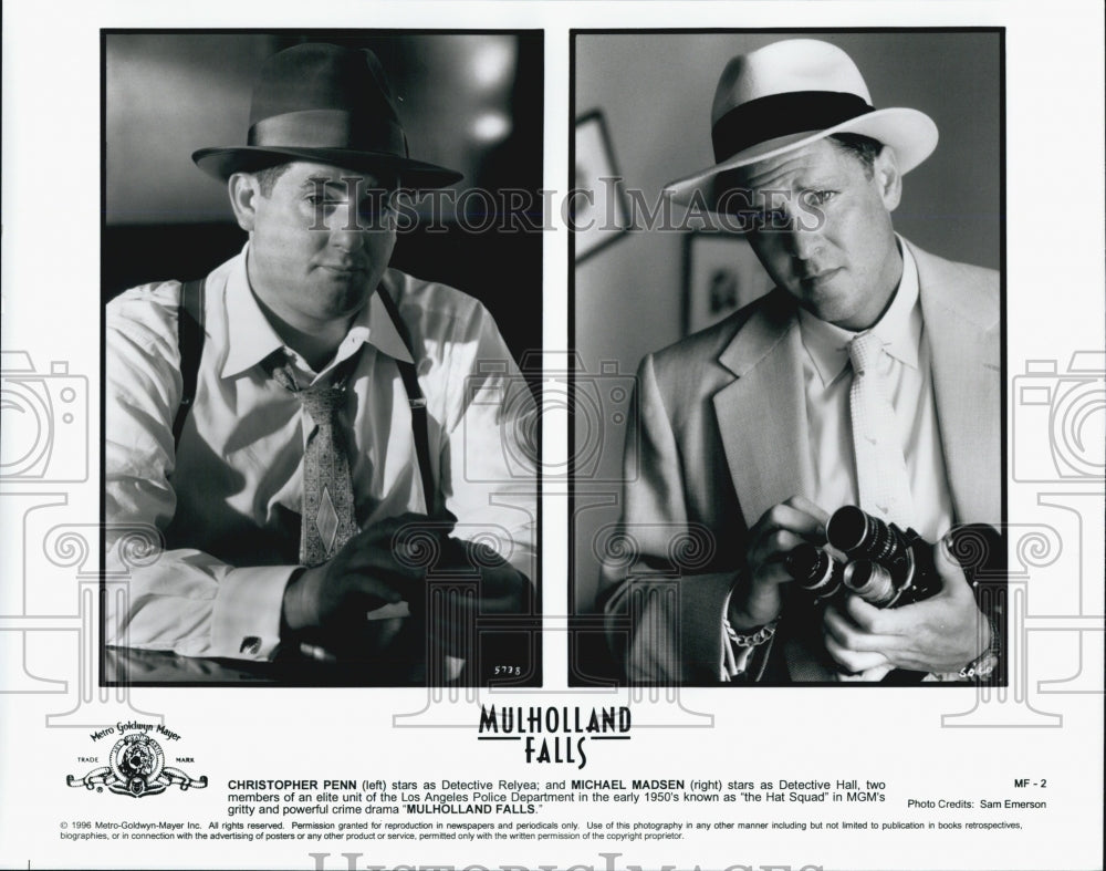 1996 Press Photo Christopher Penn and Michael Madsen in &quot;Mulholland Falls&quot; - Historic Images
