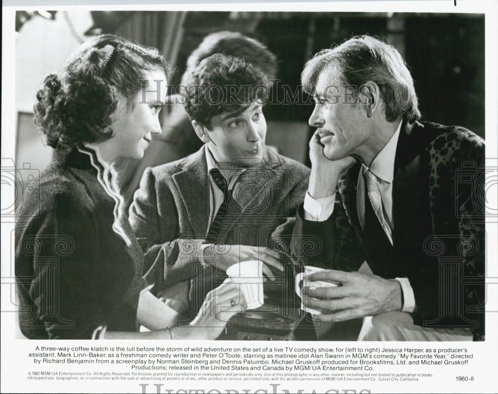 1982 Press Photo Jessica harper and Mark Linn-Baker in "My Favorite Year" - Historic Images