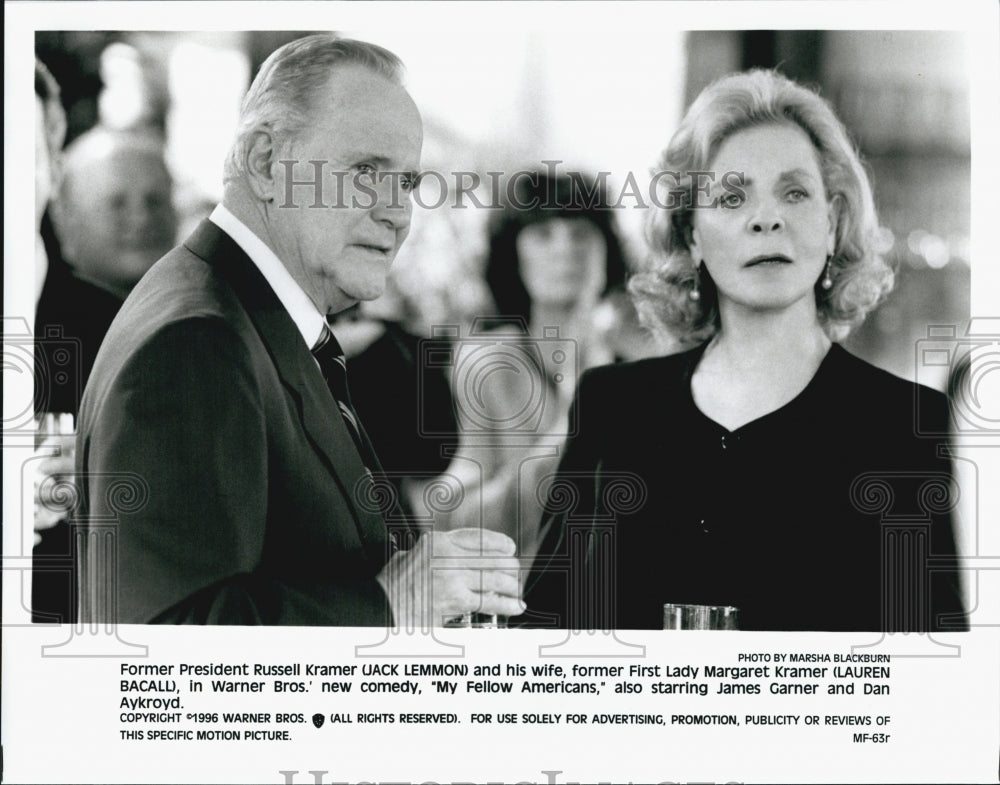 1996 Press Photo Actors Jack Lemmon And Lauren Bacall In &quot;My Fellow Americans&quot; - Historic Images