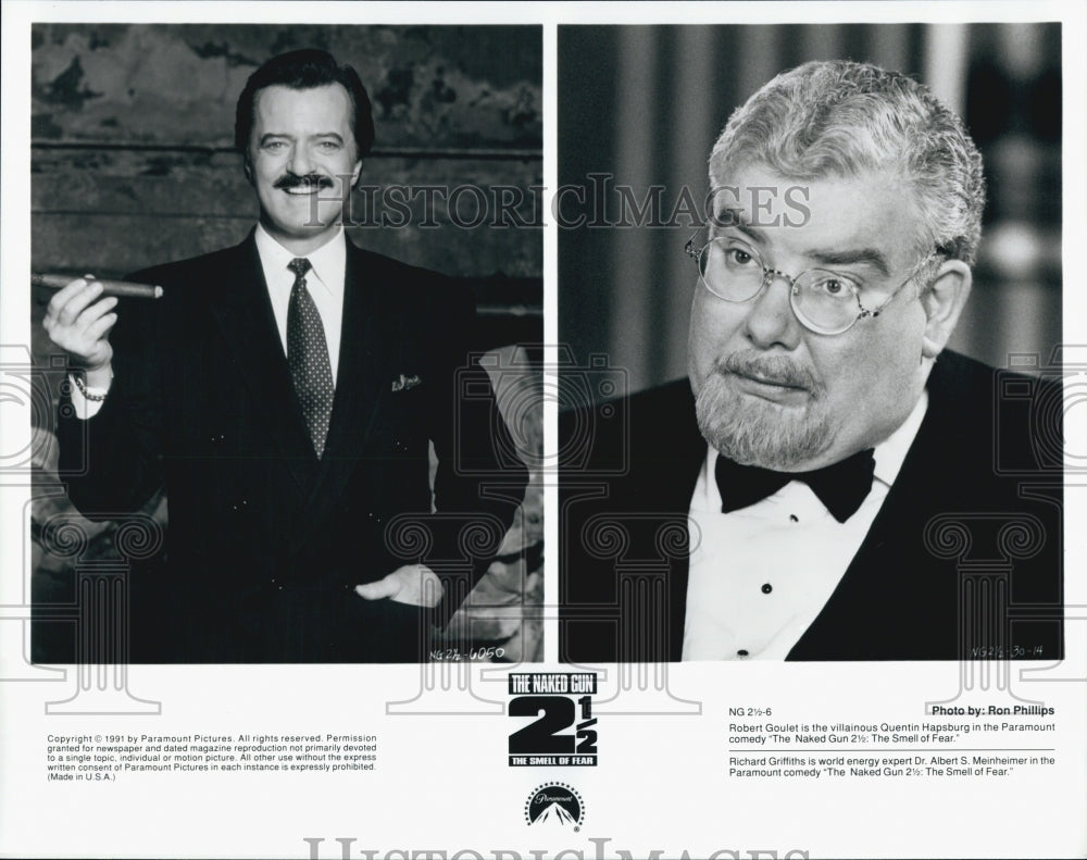 1991 Press Photo Robert Goulet, Richard Griffiths "The Naked Gun 2 1/2" - Historic Images