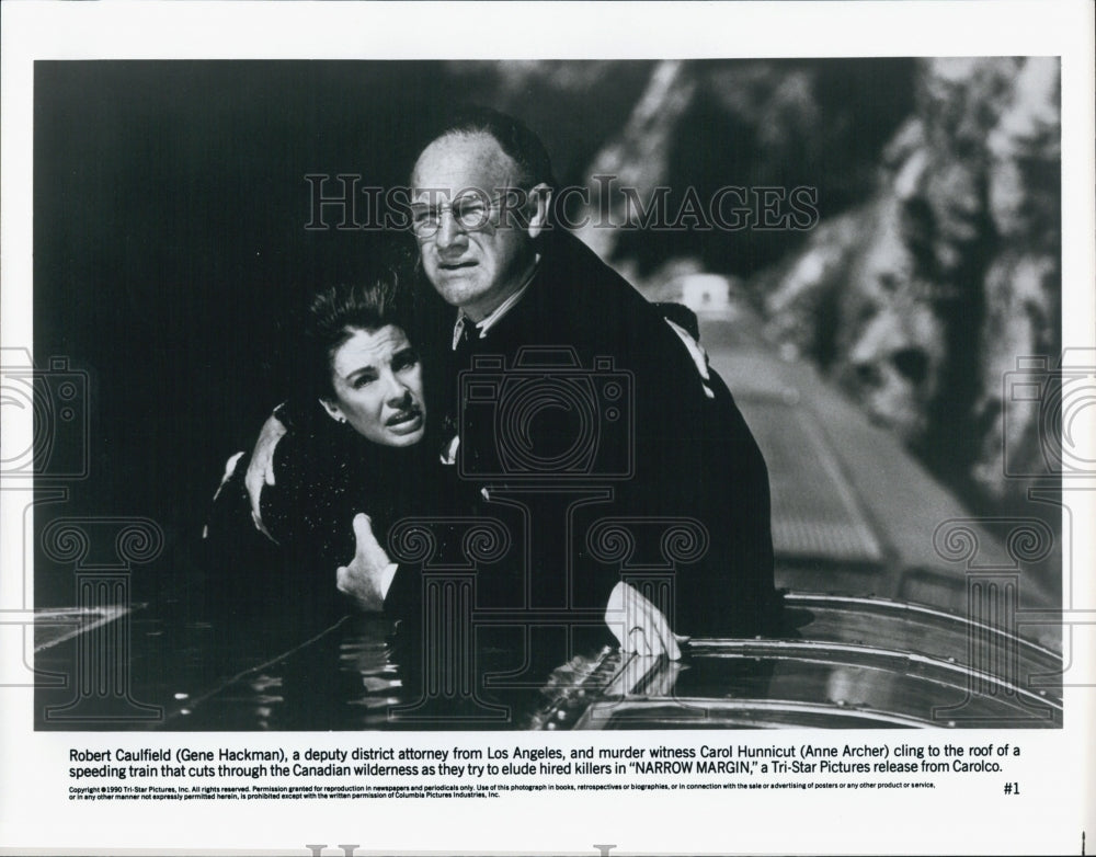 1990 Press Photo Gene Hackman, Anne Archer &quot;Narrow Margin&quot; - Historic Images