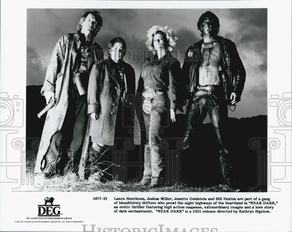 1987 Press Photo Lance Henriksen Joshua Miller and Bill Paxton in "Near Dark" - Historic Images