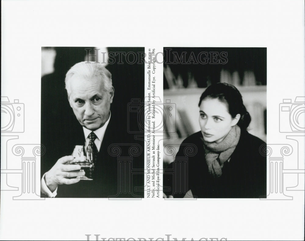 1996 Press Photo Emmanuelle Beart, M. Serrault "Nelly and Monsieur Arnaud" - Historic Images