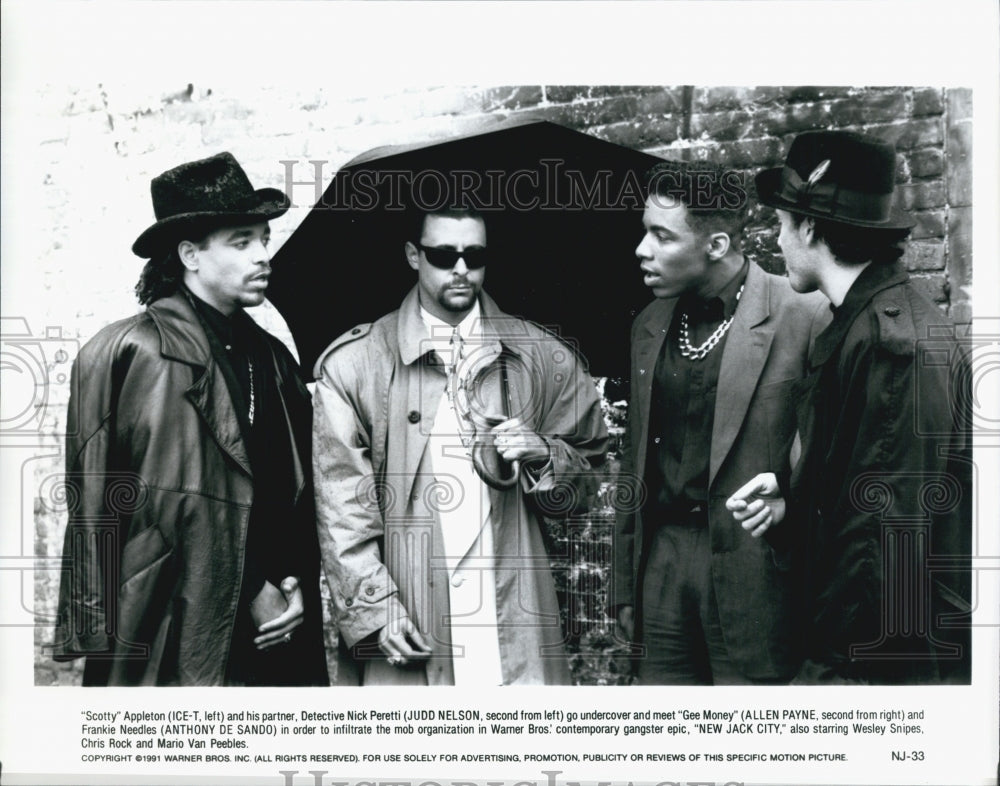 1991 Press Photo Ice-T &amp; Judd Nelson In &quot;New Jack City&quot; - Historic Images