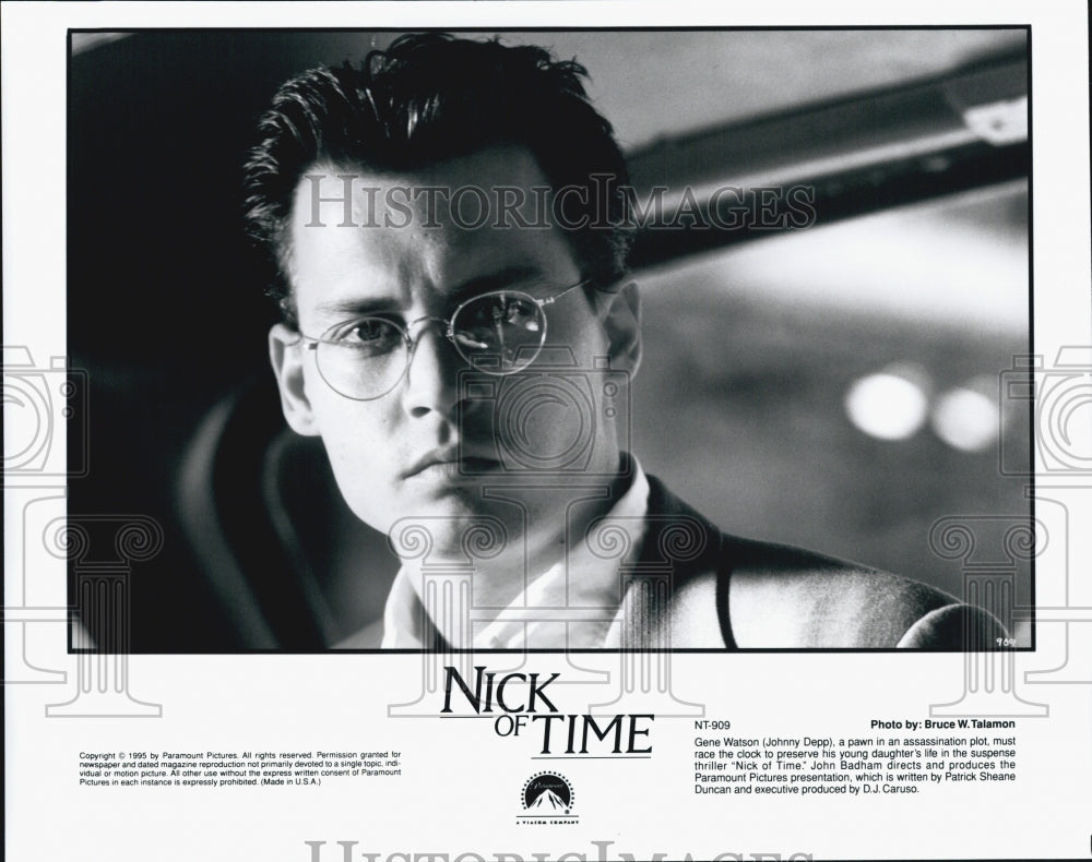 1995 Press Photo Johnny Depp "Nick of Time" - Historic Images