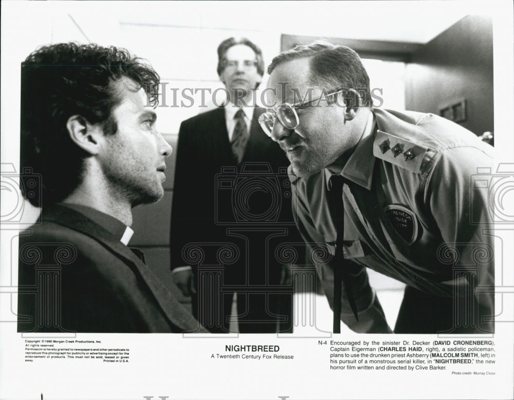 1990 Press Photo Cronenberg, Haid and Smith in "Nightbreed" - Historic Images