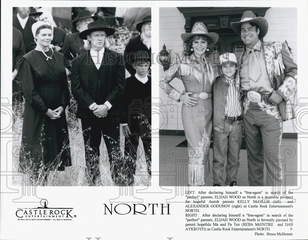 1994 Press Photo McGillis, Wood, Godunov, McEntire and Ackroyd in "North" - Historic Images