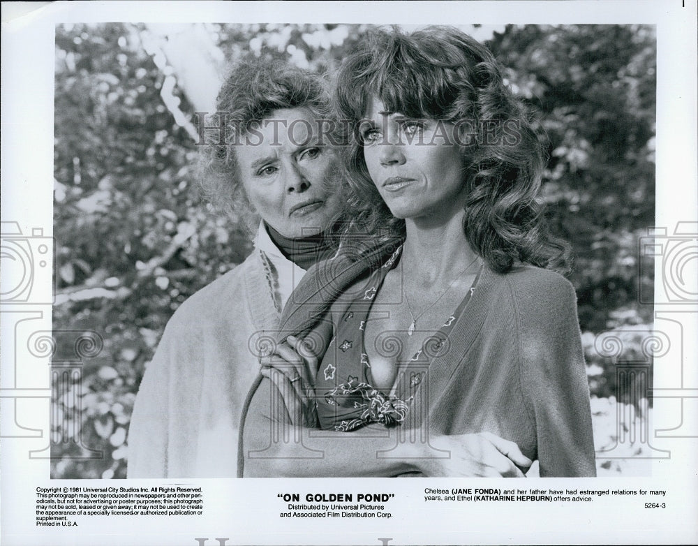 1981 Press Photo Jane Fonda and Katharine Hepburn in &quot;On Golden Pond&quot; - Historic Images