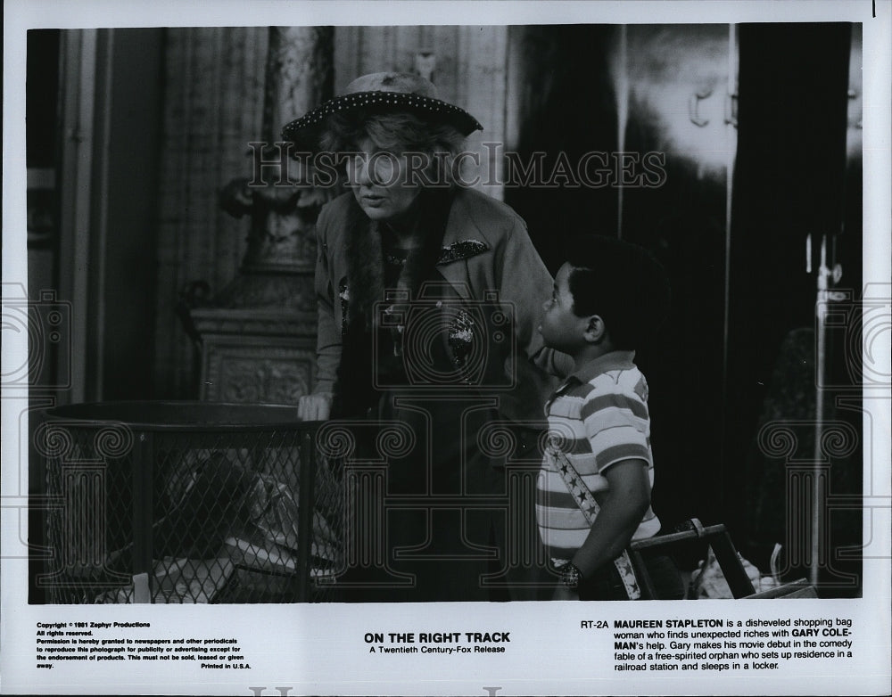1981 Press Photo Gary Coleman, Maureen Stapleton "On the Right Track" - Historic Images