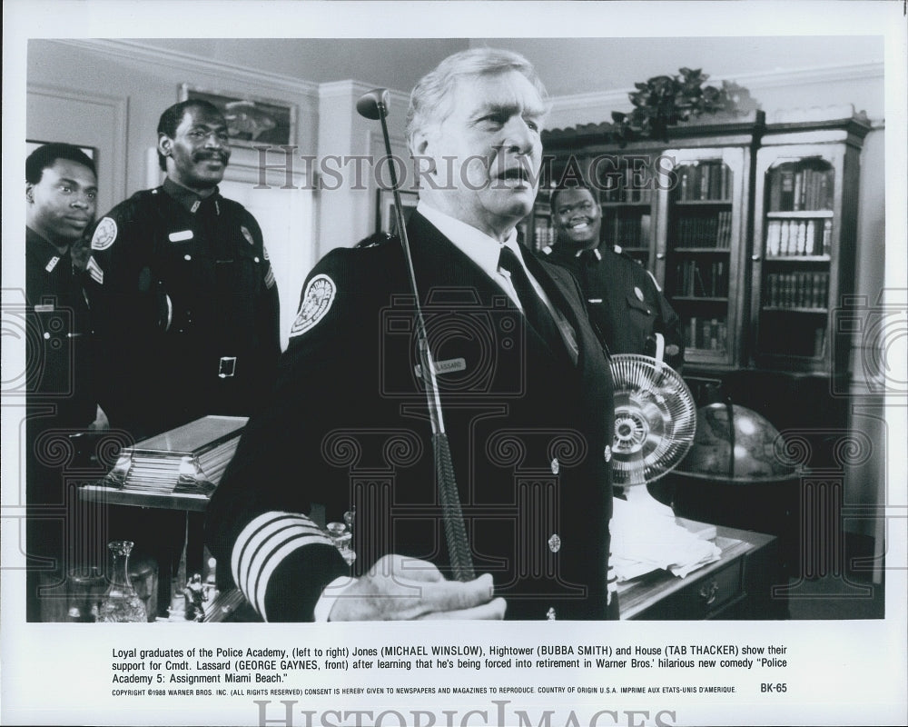 1988 Press Photo Michael Winslow, Bubba Smith, Tab Thacker "Police Academy 5" - Historic Images
