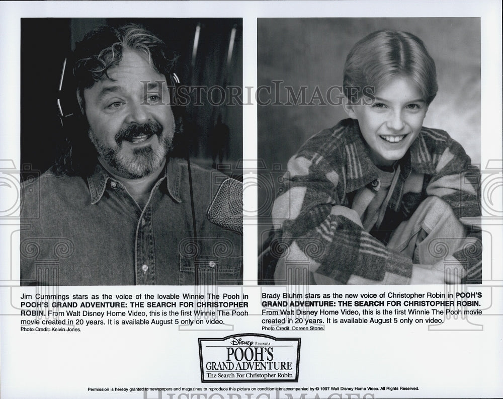 1997 Press Photo Jim Cummings, Brady Bluhm, voices "Pooh's Grand Adventure" - Historic Images