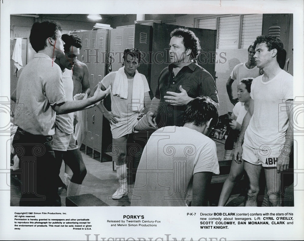 1981 Press Photo Bob Clark, C. O'Reilly, S. Colomby, D. Monahan "Porky's" - Historic Images