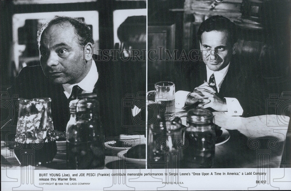 1984 Press Photo Actors Joe Pesci And Burt Young "Once Upon a Time in America" - Historic Images