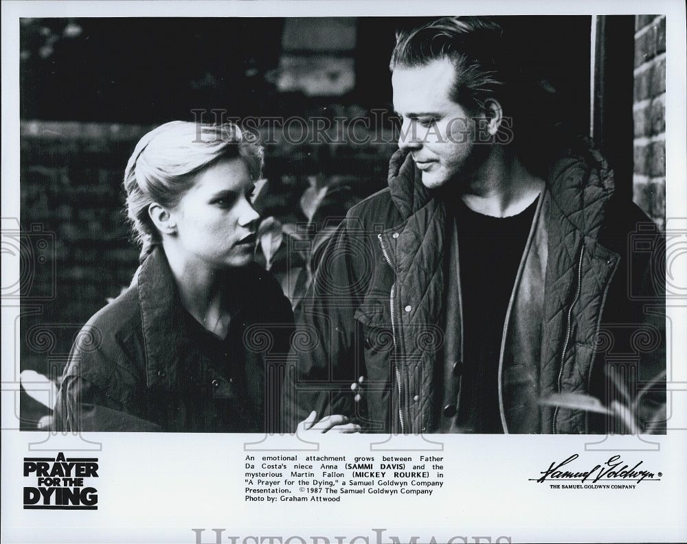 1987 Press Photo Sammi Davis And Mickey Rourke In "A Prayer for the Dying" - Historic Images